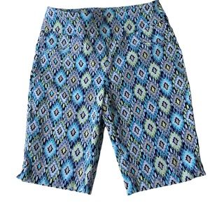 Ruby Rd. Petite 8P Multi Color Pull-On Shorts 9.5 inch Inseam Stretch Longer